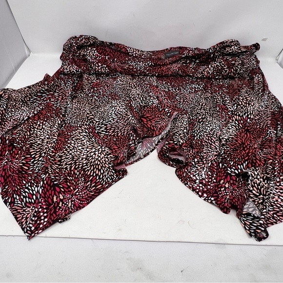 The Limited Off Shoulder Handkerchief Hem Midi Dress L Mauve White Black Print - Picture 15 of 16